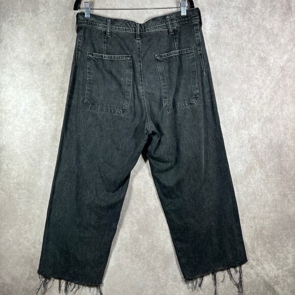 Lucky Legend Jeans Womens Size 12/31 Black Denim High Rise Wide Leg Raw Frayed - Picture 5 of 13